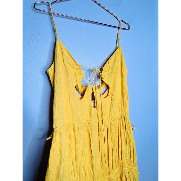 JONATHAN SIMKHAI Daffodil Lina Lightweight Crinkle Teardrop Cutout Maxi Dress L - Picture 9 of 16